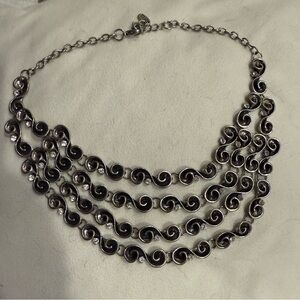 Chic Black and Silver Swirl Necklace